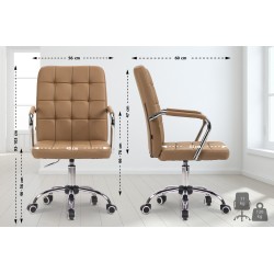 Silla de oficina Terni, piel sintética marrón claro