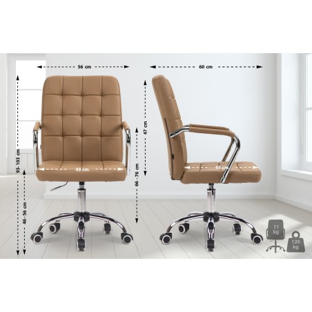 Silla de oficina Terni, piel sintética marrón claro