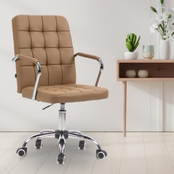 Silla de oficina Terni, piel sintética marrón claro