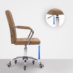 Silla de oficina Terni, piel sintética marrón claro