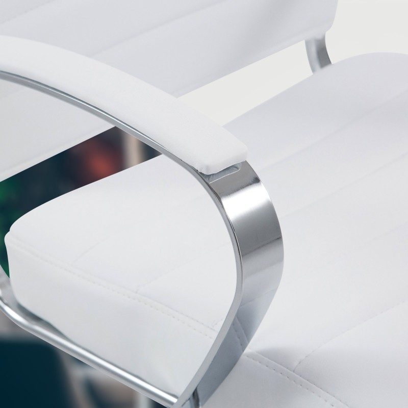 Silla de oficina Oakland, piel sintética blanca