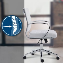 Silla de oficina Oakland, piel sintética blanca