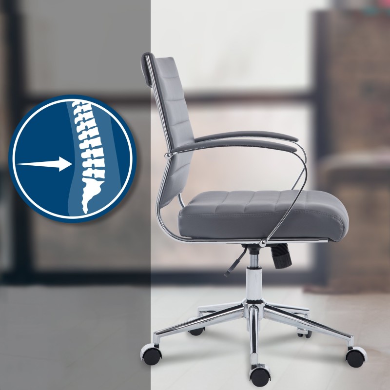 Silla de oficina Oakland, polipiel gris