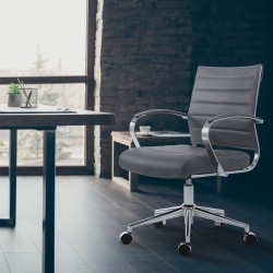 Silla de oficina Oakland, polipiel gris