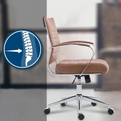 Silla de oficina Oakland, piel sintética marrón claro