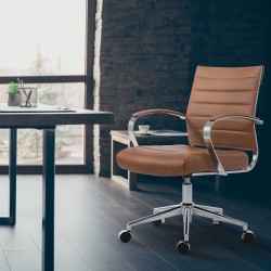 Silla de oficina Oakland, piel sintética marrón claro