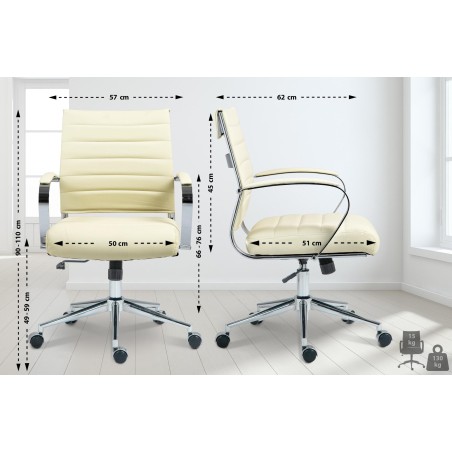 Silla de oficina Oakland, polipiel color crema