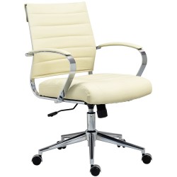 Silla de oficina Oakland, polipiel color crema