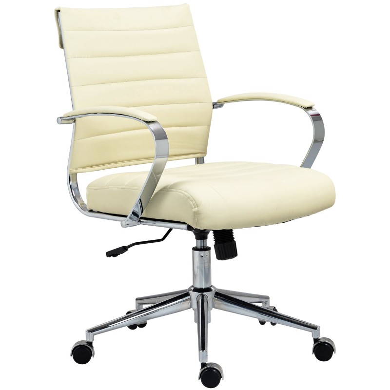 Silla de oficina Oakland, polipiel color crema