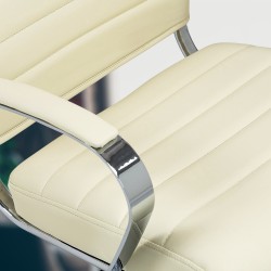 Silla de oficina Oakland, polipiel color crema