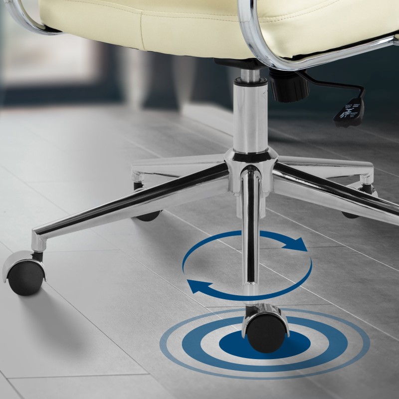 Silla de oficina Oakland, polipiel color crema