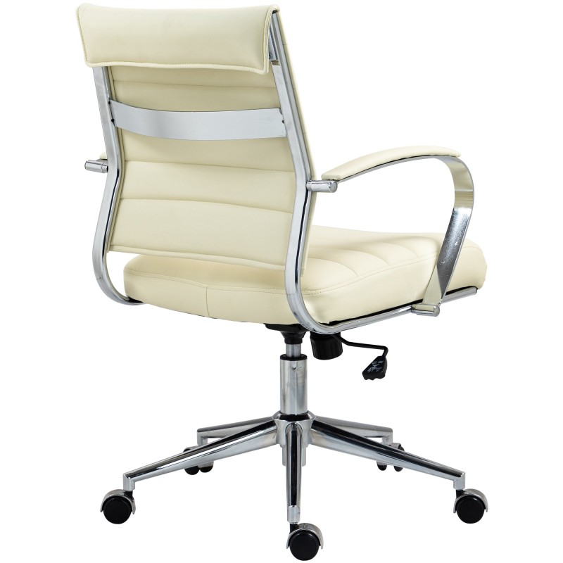 Silla de oficina Oakland, polipiel color crema