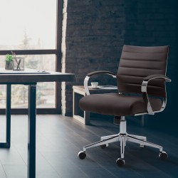 Silla de oficina Oakland, piel sintética marrón