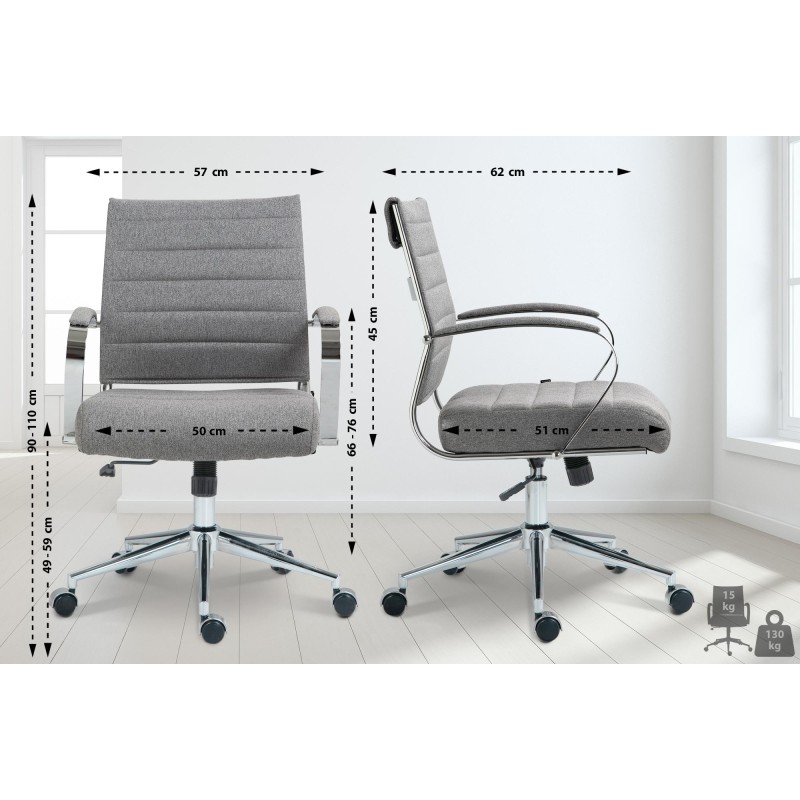 Silla de oficina Oakland en tela gris