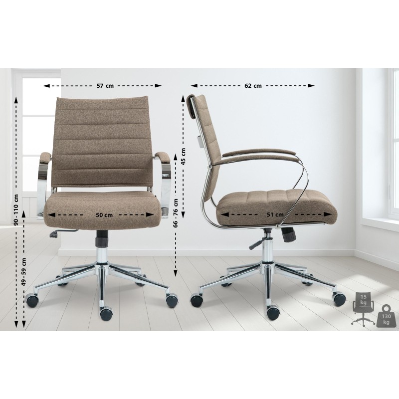 Silla de oficina Oakland en tela color topo