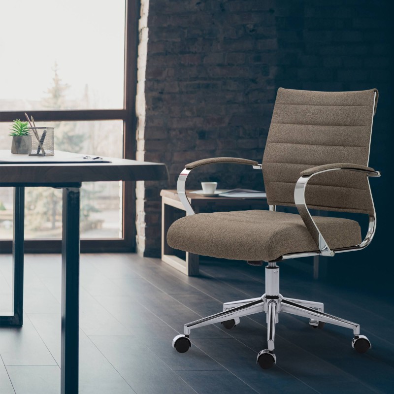 Silla de oficina Oakland en tela color topo