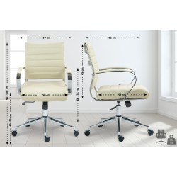 Silla de oficina Oakland, tela color crema