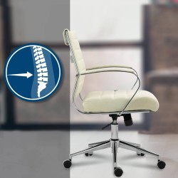 Silla de oficina Oakland, tela color crema