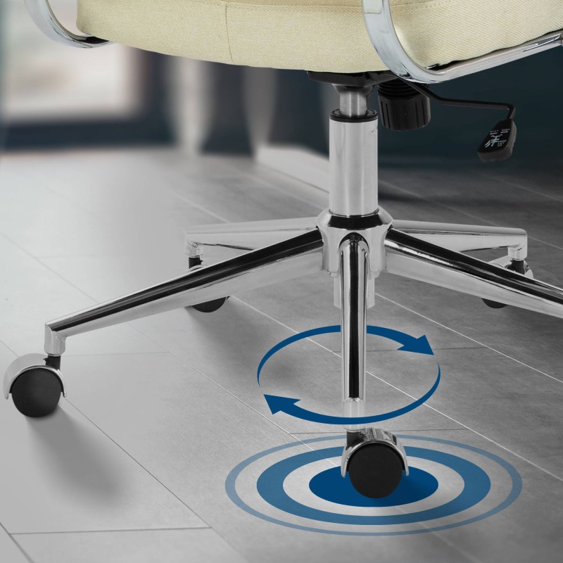 Silla de oficina Oakland, tela color crema