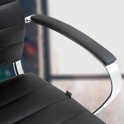 Silla de oficina Oakland en cuero genuino negro