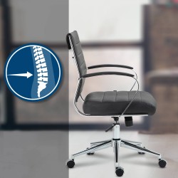 Silla de oficina Oakland en cuero genuino negro