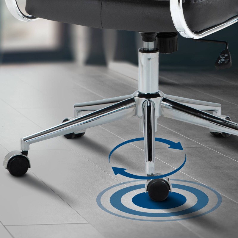 Silla de oficina Oakland en cuero genuino negro