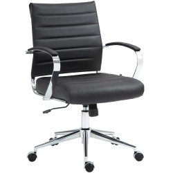 Silla de oficina Oakland en cuero genuino negro