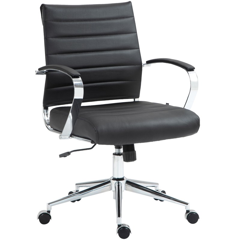 Silla de oficina Oakland en cuero genuino negro