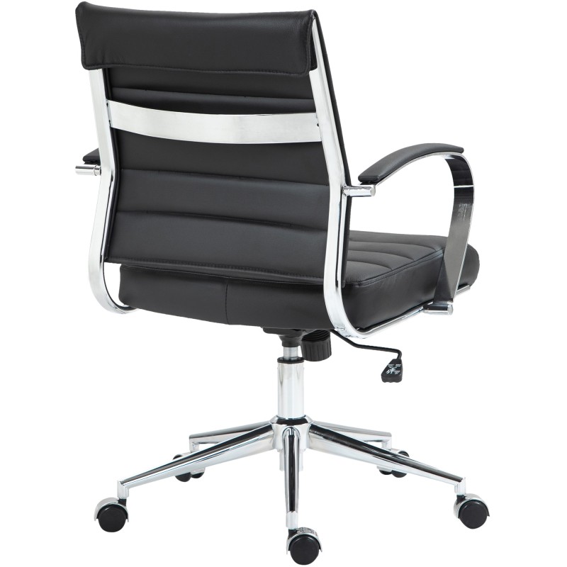 Silla de oficina Oakland en cuero genuino negro