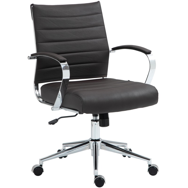 Silla de oficina Oakland en cuero genuino marrón