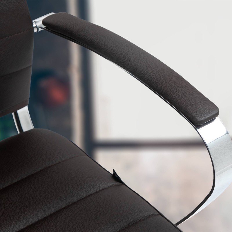 Silla de oficina Oakland en cuero genuino marrón