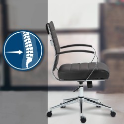 Silla de oficina Oakland en cuero genuino marrón