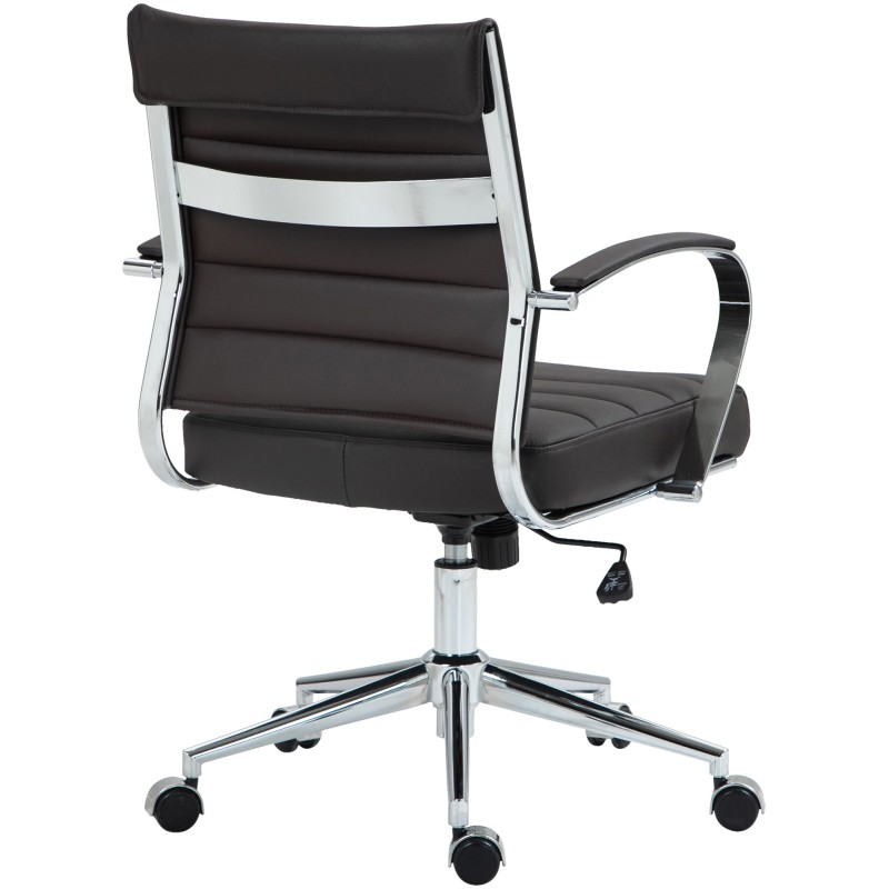 Silla de oficina Oakland en cuero genuino marrón