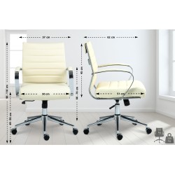 Silla de oficina Oakland, cuero genuino, color crema