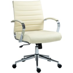 Silla de oficina Oakland, cuero genuino, color crema