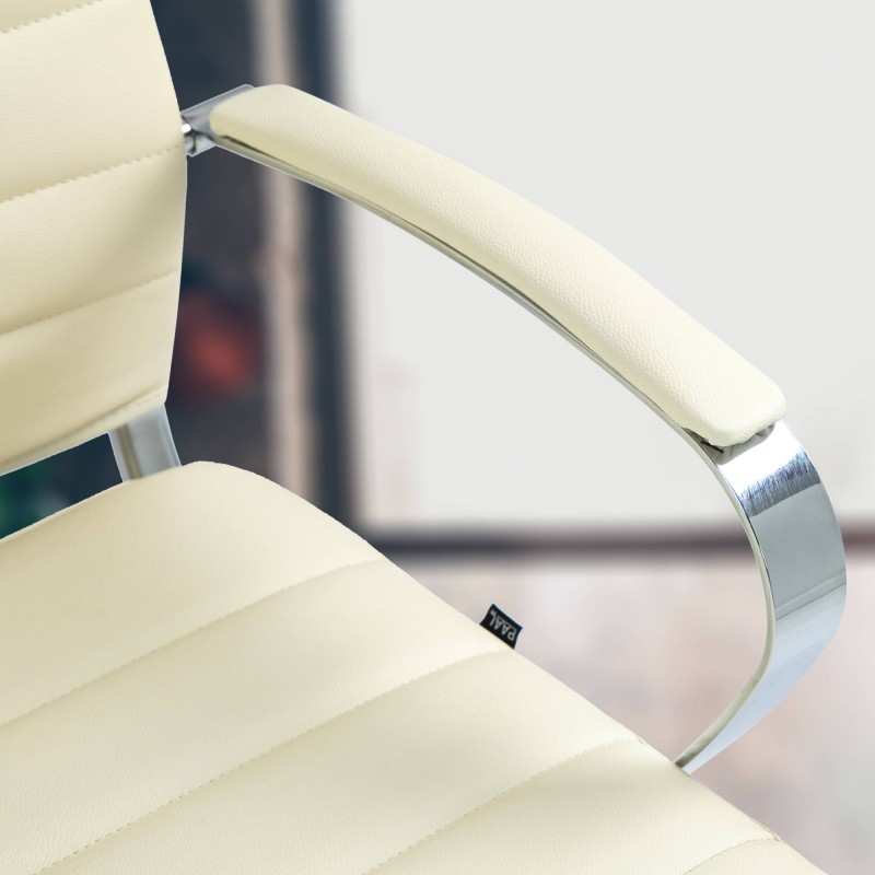 Silla de oficina Oakland, cuero genuino, color crema