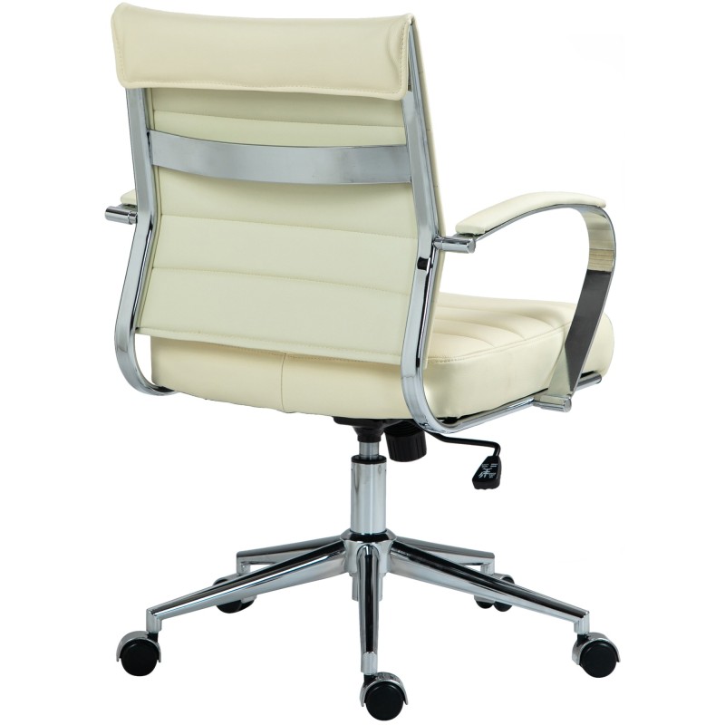 Silla de oficina Oakland, cuero genuino, color crema