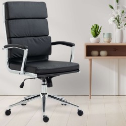 Silla de oficina Cleveland, piel sintética negra