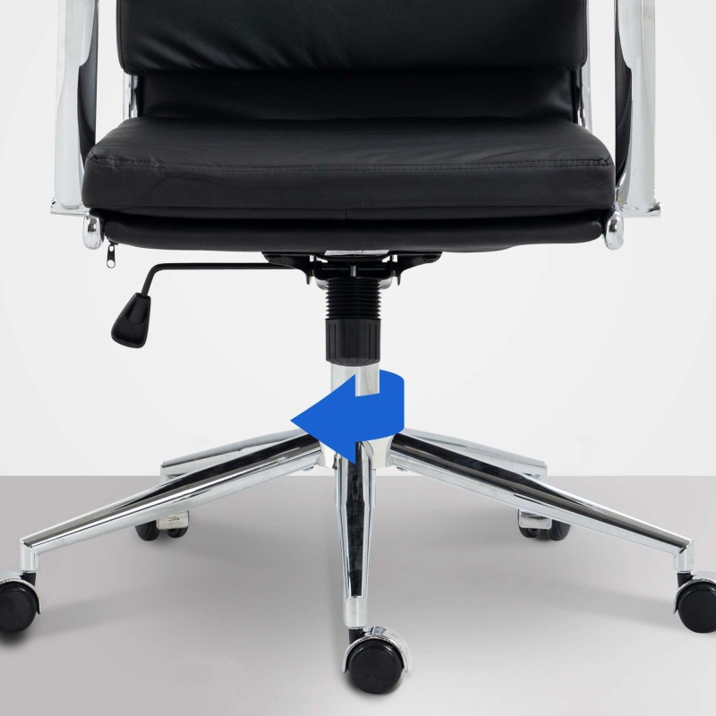 Silla de oficina Cleveland, piel sintética negra