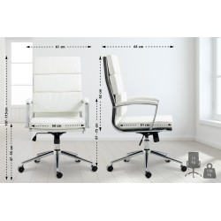 Silla de oficina Cleveland, piel sintética blanca