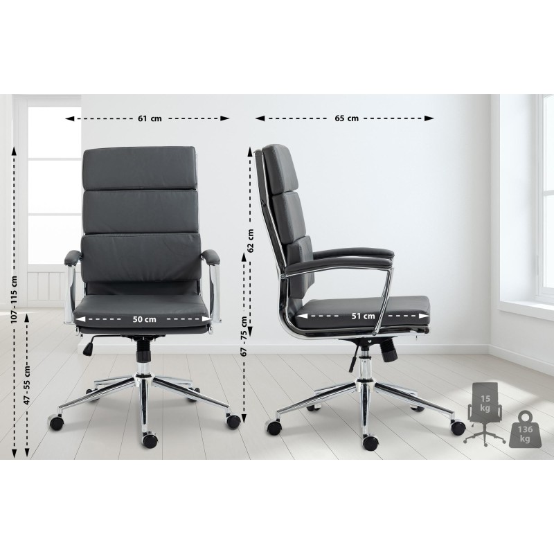 Silla de oficina Cleveland, polipiel gris