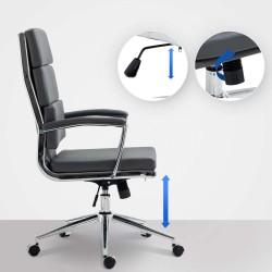 Silla de oficina Cleveland, polipiel gris