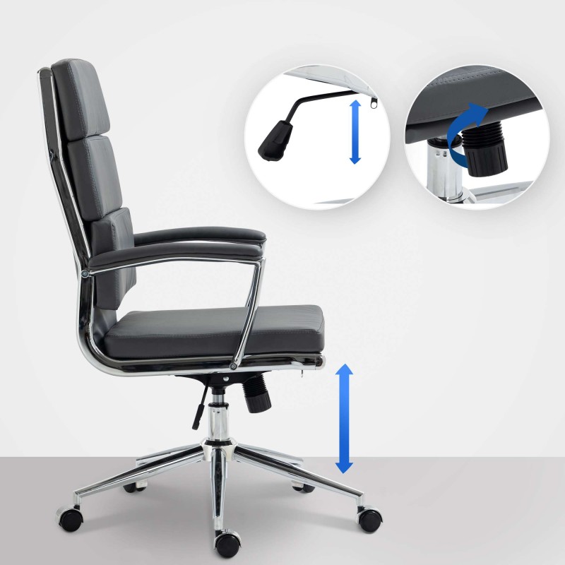 Silla de oficina Cleveland, polipiel gris