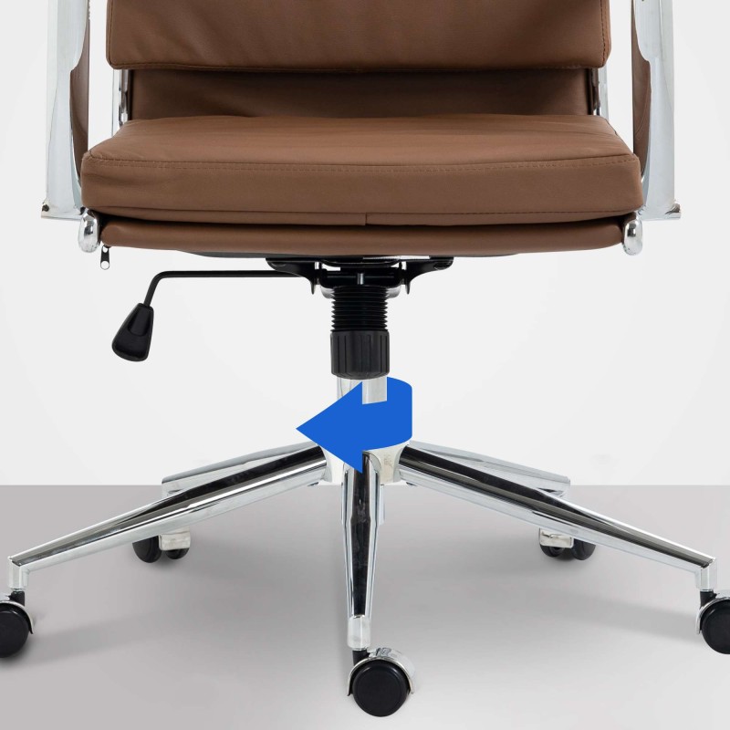 Sillón de oficina Cleveland, piel sintética marrón claro