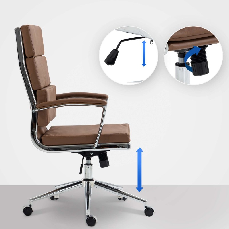 Sillón de oficina Cleveland, piel sintética marrón claro