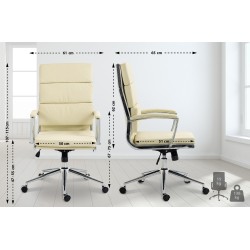 Silla de oficina Cleveland, polipiel color crema