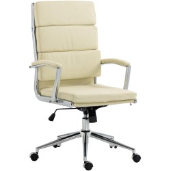 Silla de oficina Cleveland, polipiel color crema