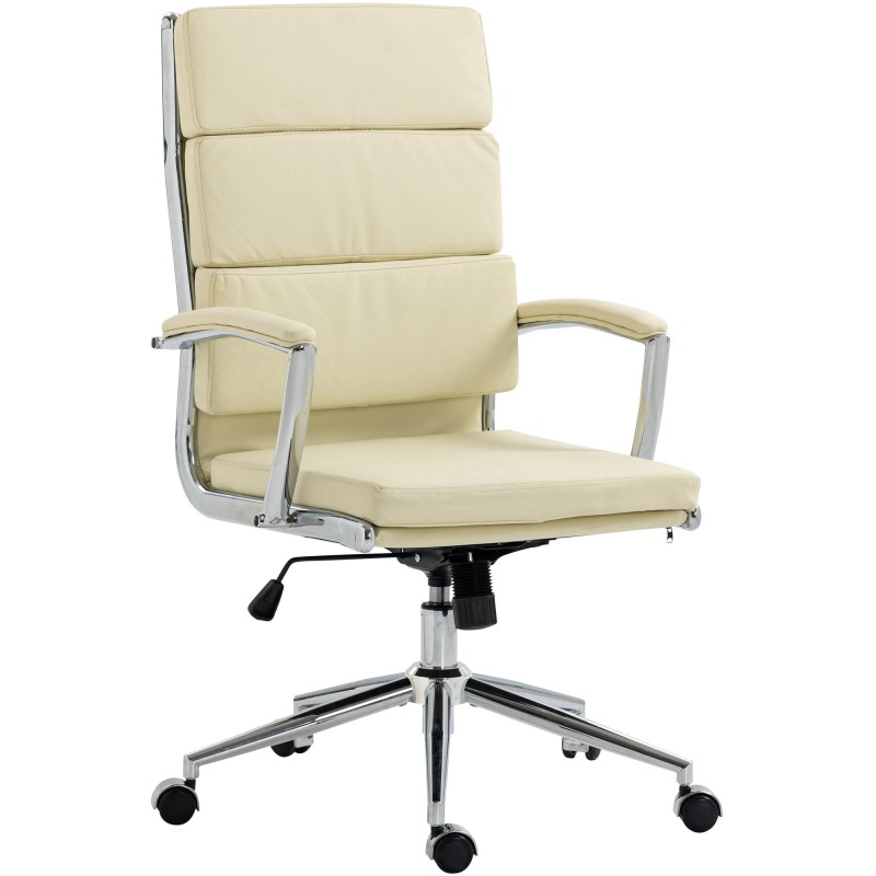 Silla de oficina Cleveland, polipiel color crema