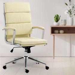 Silla de oficina Cleveland, polipiel color crema