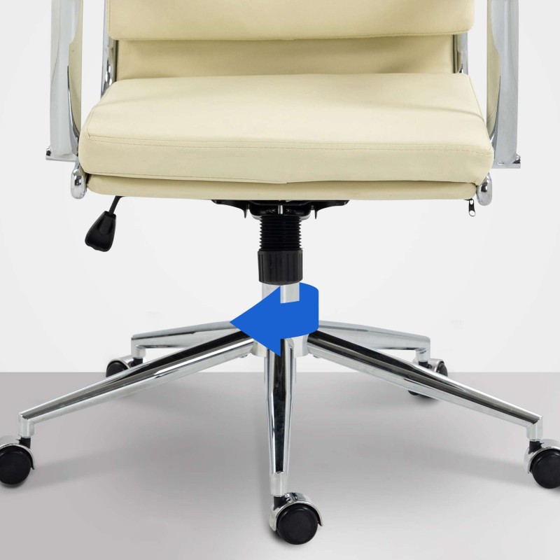 Silla de oficina Cleveland, polipiel color crema